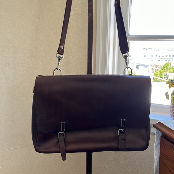 J. Crew Leather Expandable Mailbag/Satchel - Picture 3 of 16
